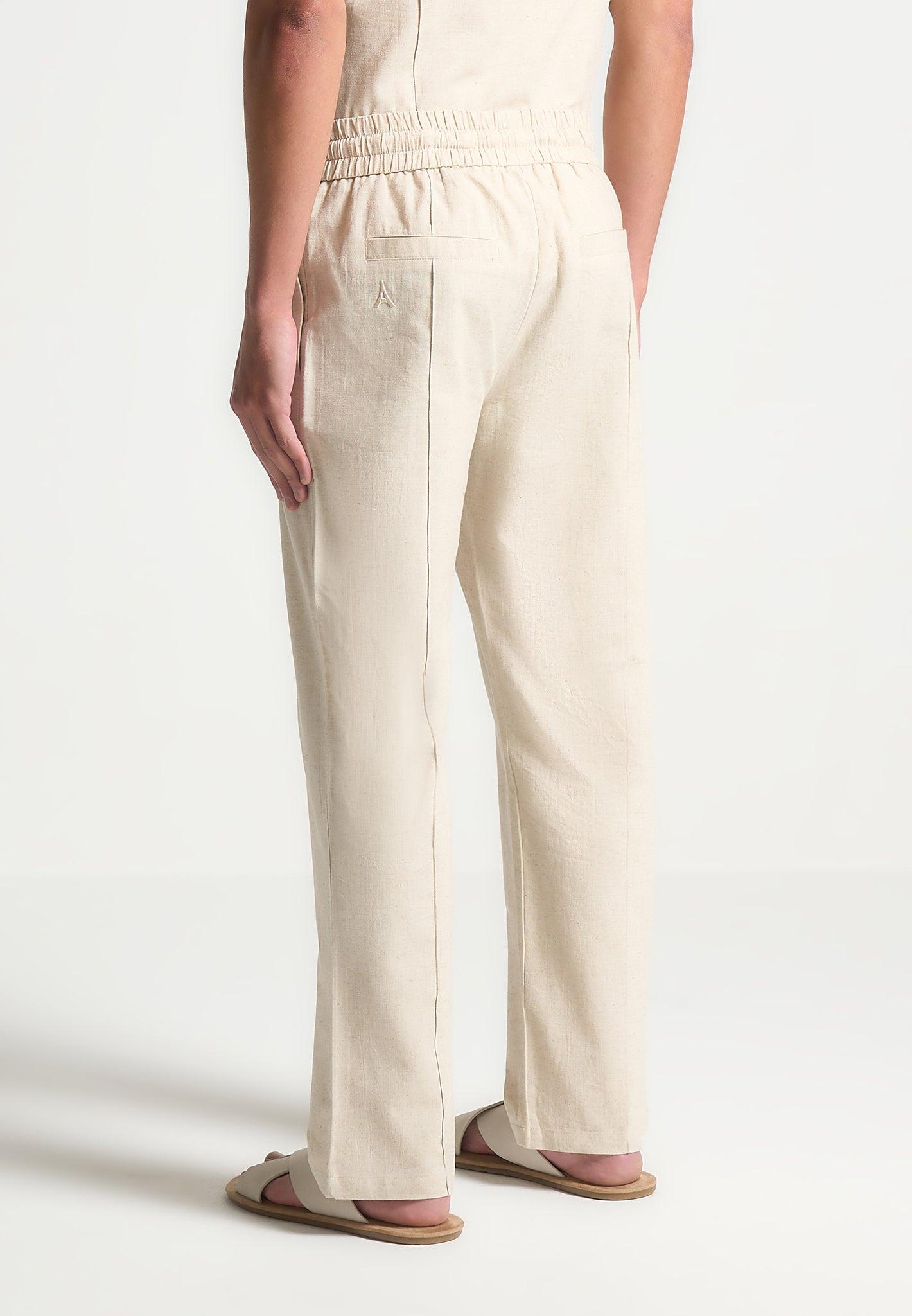 Linen Pintuck Trousers - Natural Male Product Image