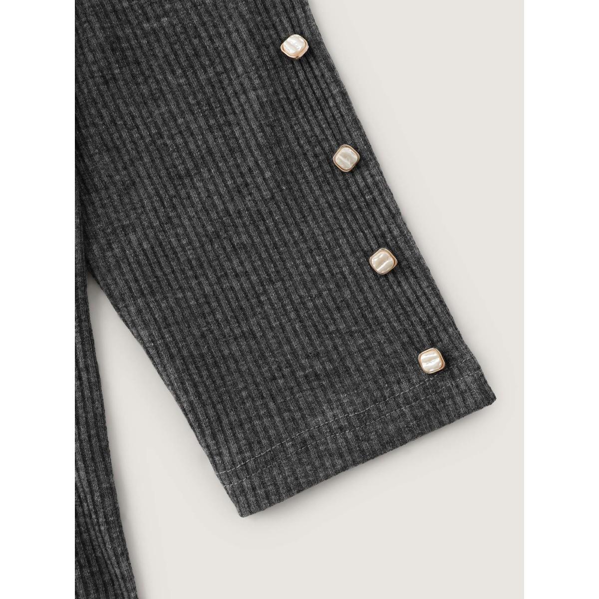 Plus Size Stretchy Cross Neck Cutout Ribbed Knit Top DimGray Women Timeless Twist V-neck Bodycon Elegant T-shirts BloomChic 28/5X Product Image