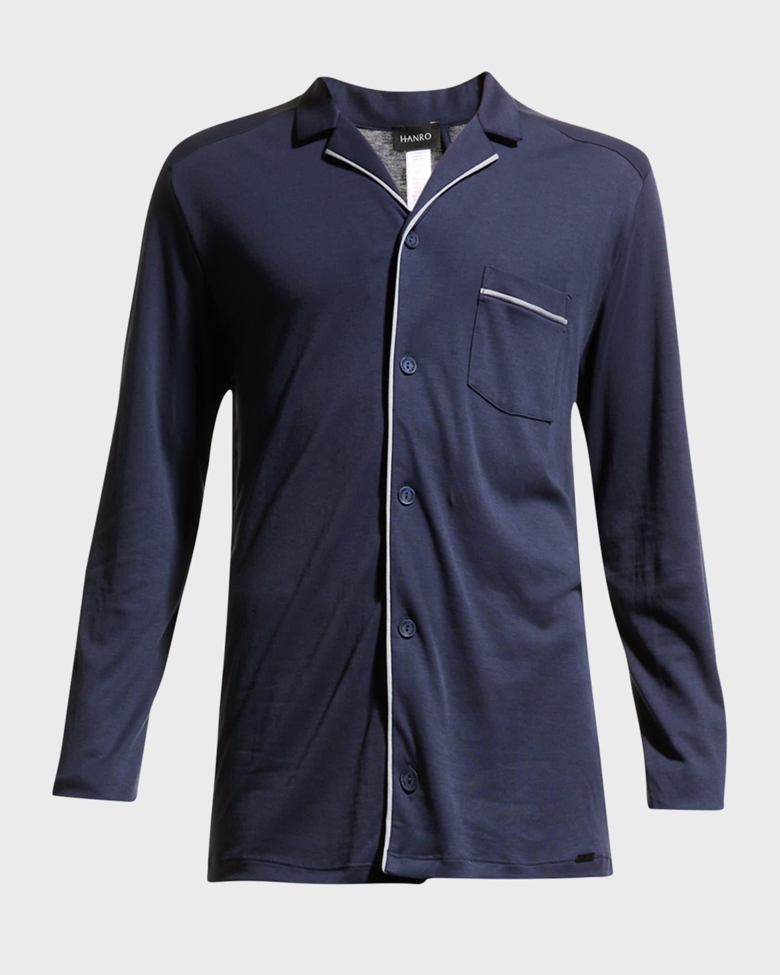 Mens Basic Piped 2-Piece Long Pajama Set Product Image