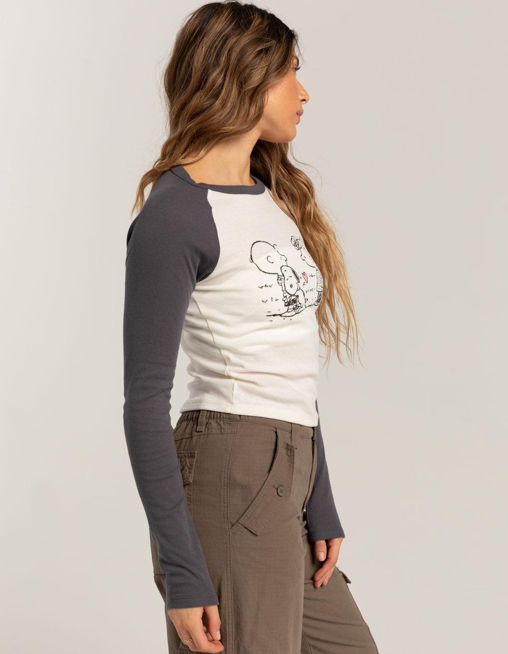 RSQ x Peanuts Love Collection Womens Long Sleeve Raglan Tee - CREAM Product Image