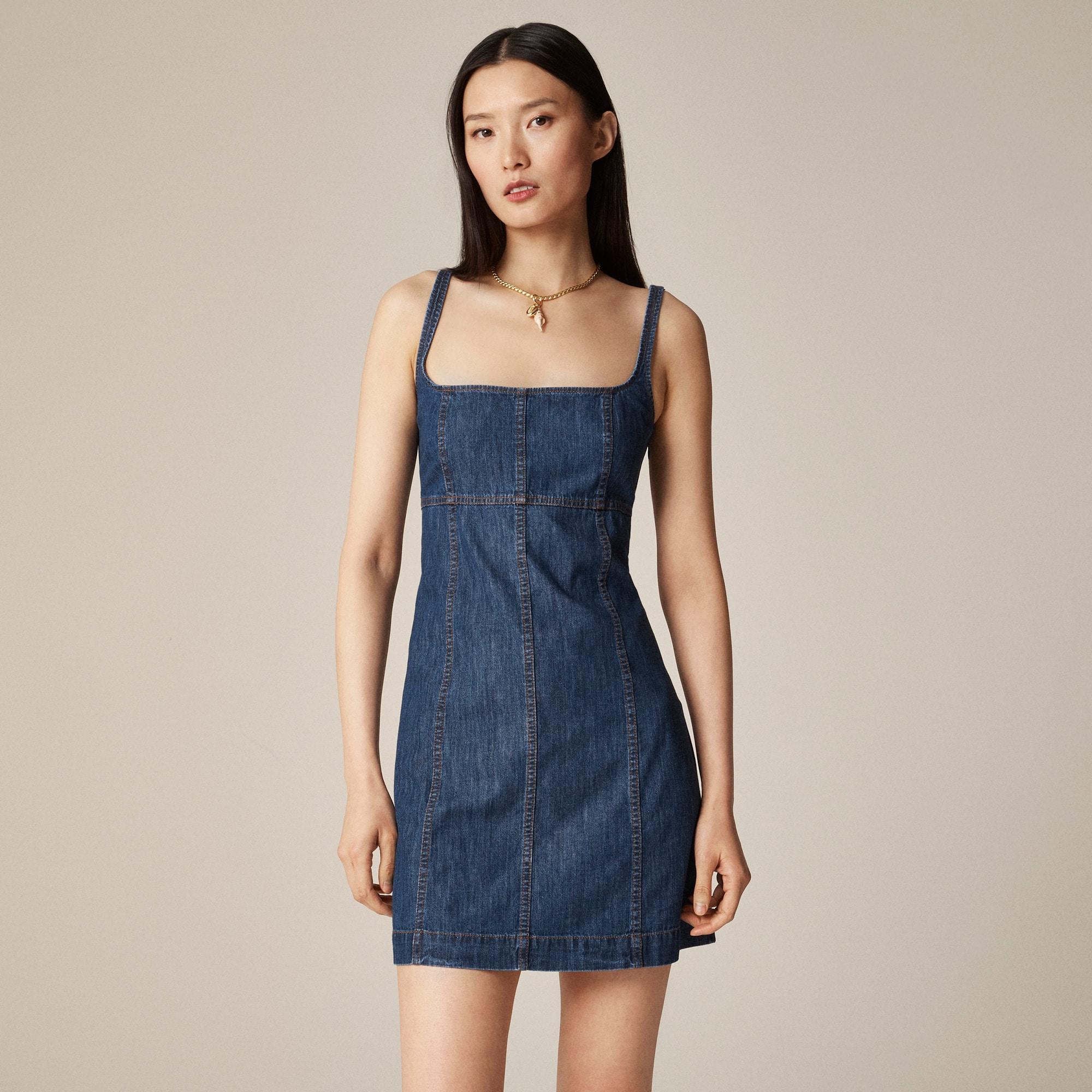 Seamed mini dress in chambray Product Image