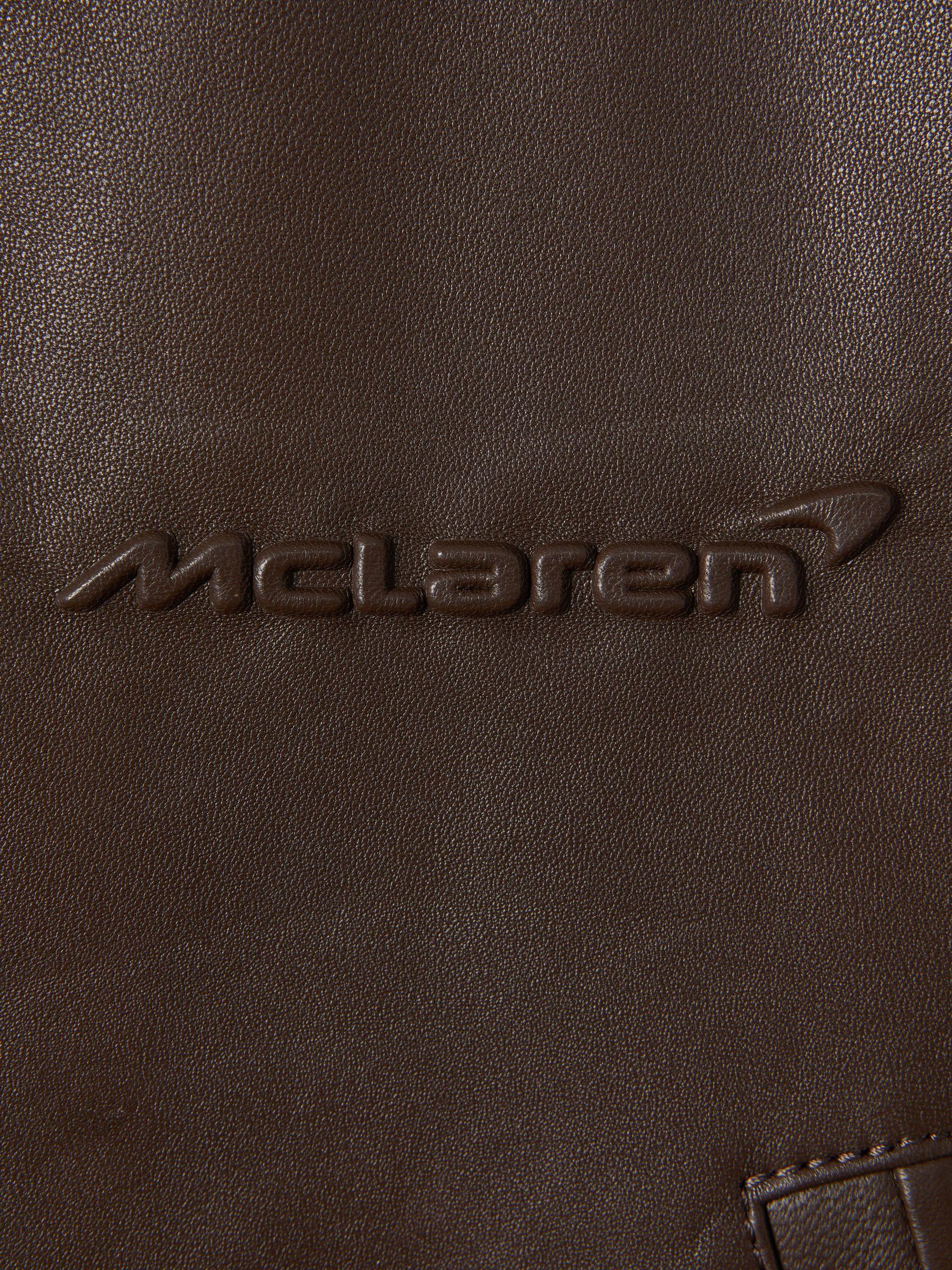McLaren F1 Cropped Leather Bomber Jacket in Chocolate Product Image