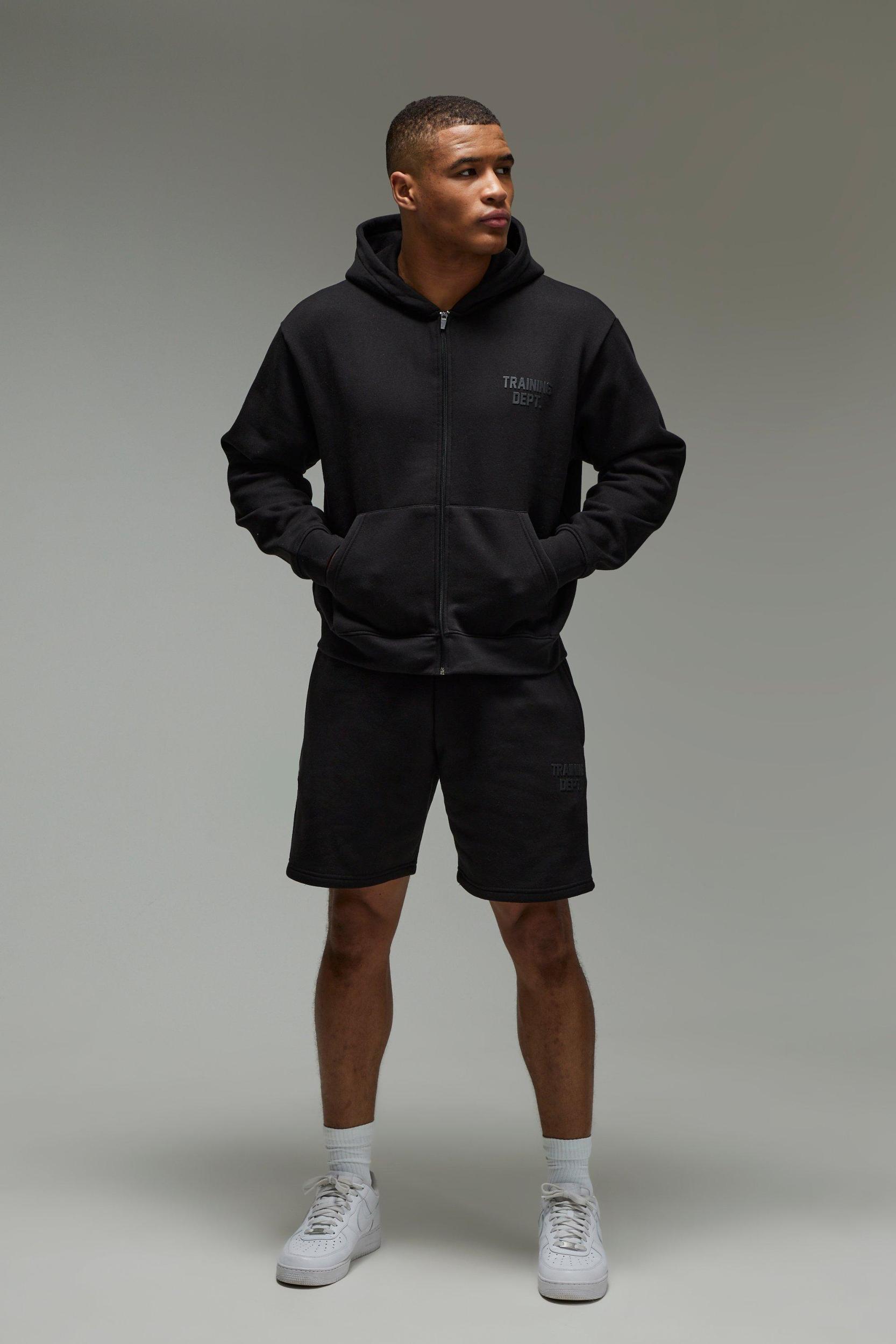 Training Dept Oversized Boxy Zip Through & Short Tracksuit | boohooMAN USA Product Image