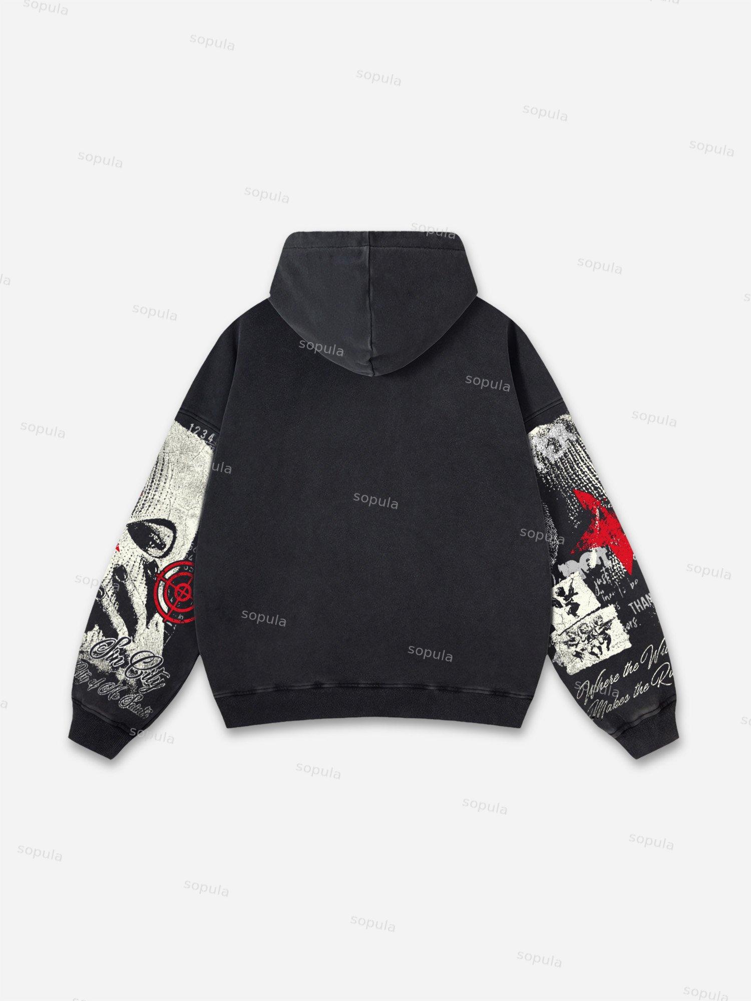 Fly By Choice X Spacestation Graphic Print Acid Wash Hoodie Product Image