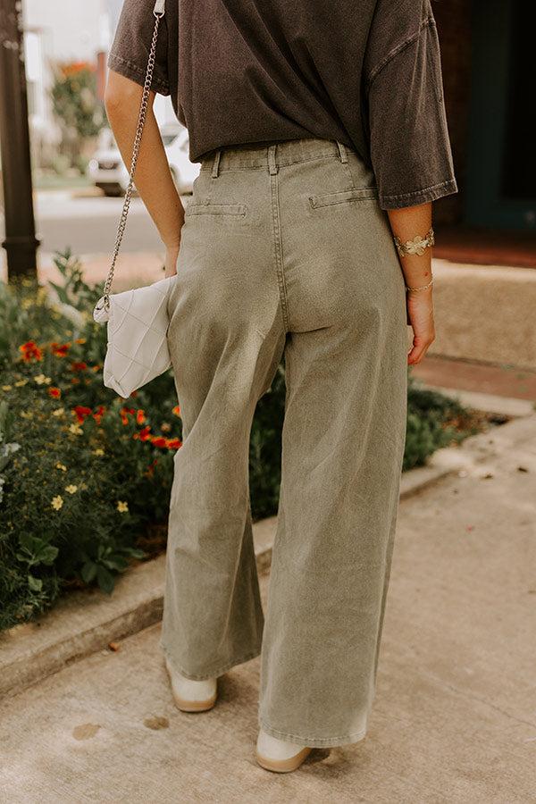 The Lana High Waist Wide Leg Jean in Martini Olive Product Image
