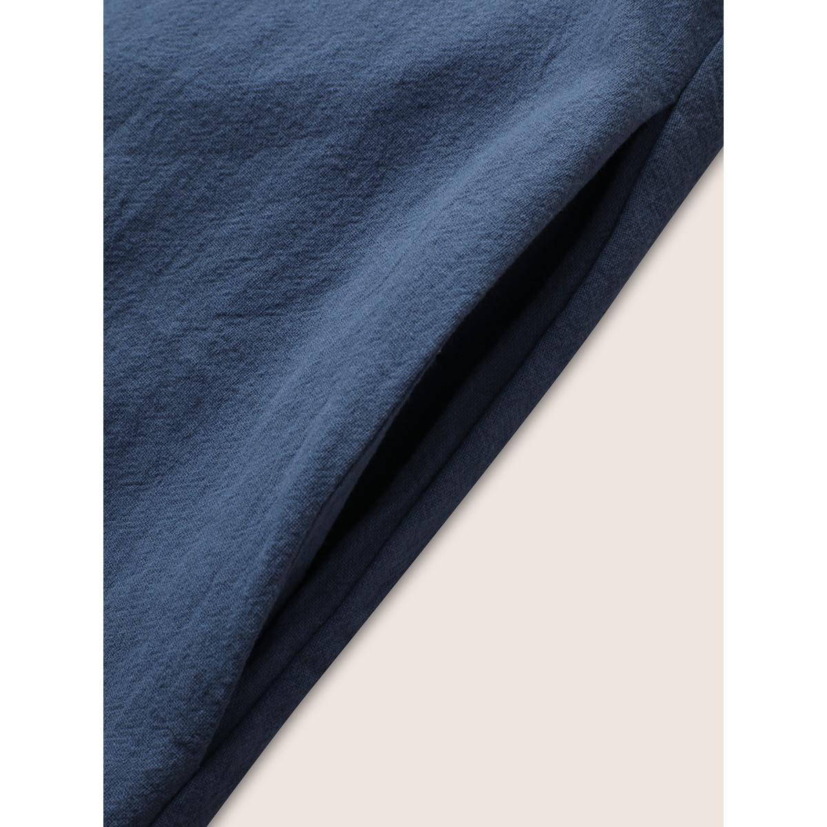 Plus Size Plain Pleated Pocket Sleeveless Dress Cerulean Women Casual Non Sleeveless Curvy BloomChic 30/6X Product Image