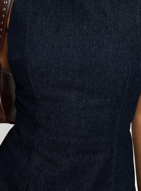 Ainsleigh Shift Denim Playsuit Mid Wash Product Image