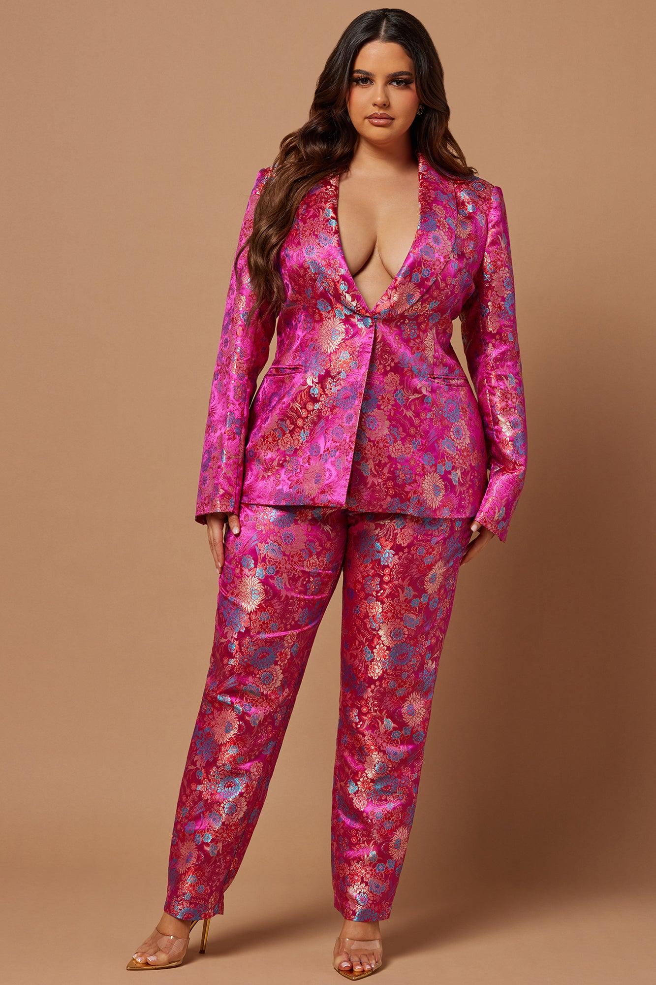 Pretty In Pink Embroidered Suit Set - Fuchsia Product Image