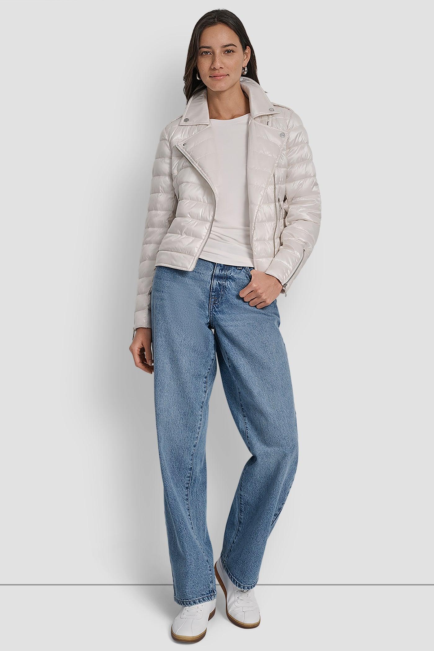 MOTO STYLE LIGHT WEIGHT PUFFER JACKET Product Image