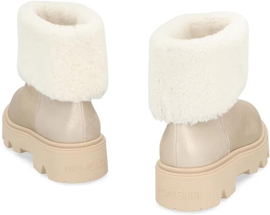 MONCLER Aurea Shearling-trimmed Leather Ankle Boots In Multi Product Image