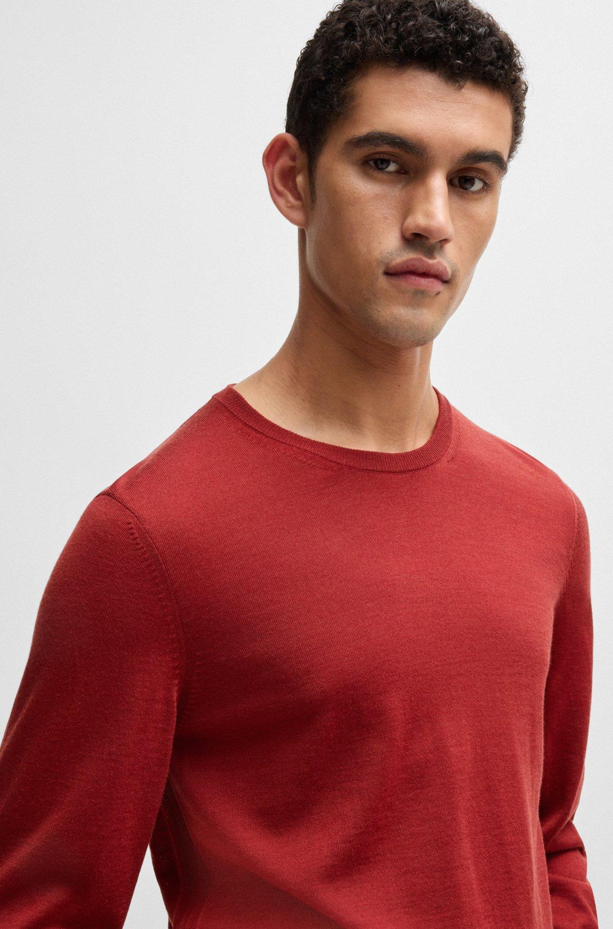 Slim-fit sweater in merino wool with crew neckline Product Image