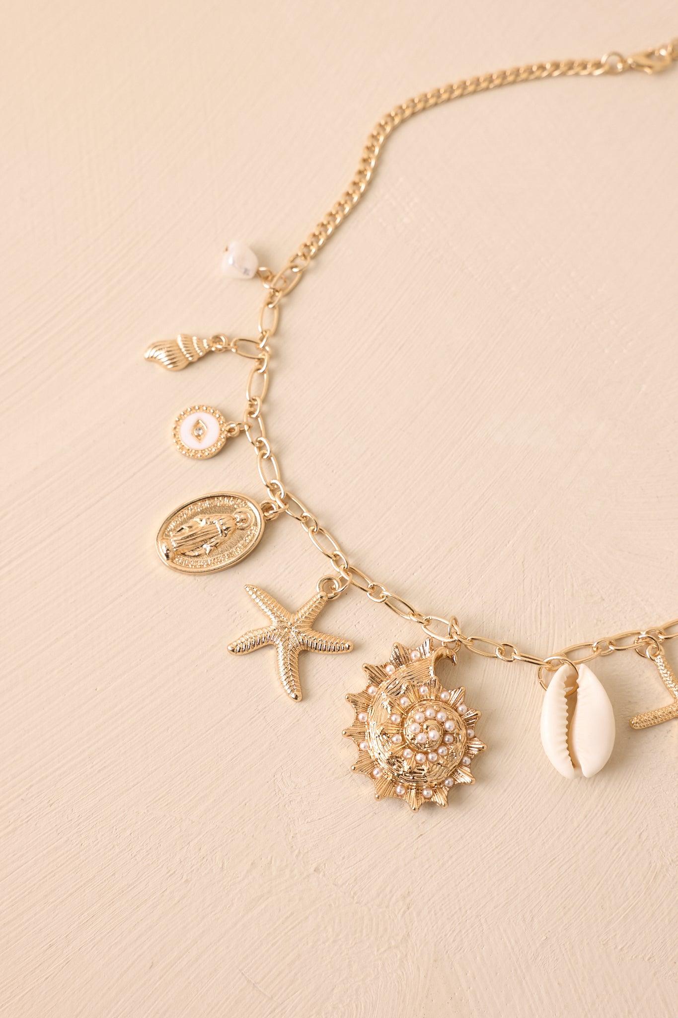 Close To The Shore Gold Coastal Charm Necklace Product Image