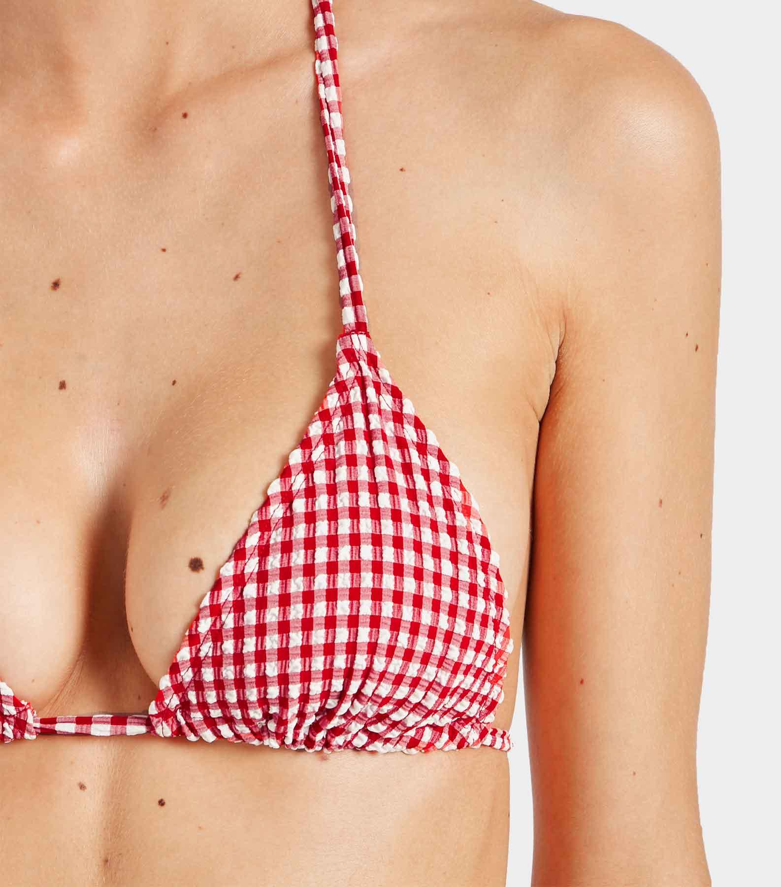 Gingham Seersucker Sabrina Bikini - Red Gingham Product Image