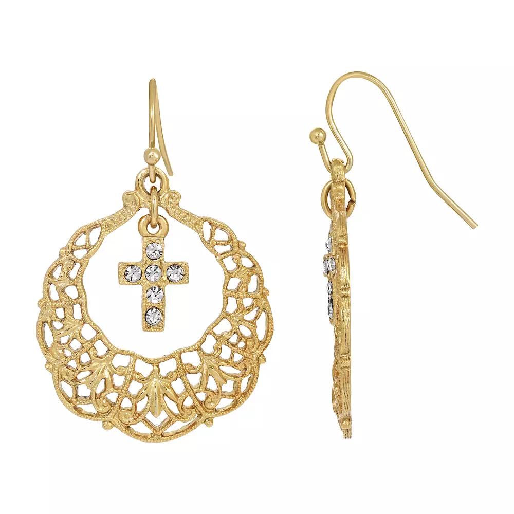 Symbols of Faith Cross Drop Earrings, Womens, Gold Tone Product Image