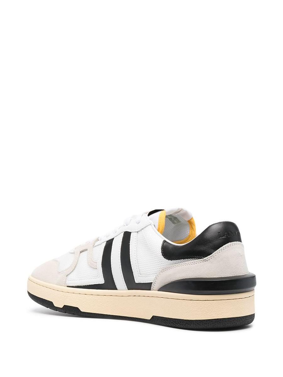 LANVIN Black And White Leather Clay Low Mesh Sneakers Product Image