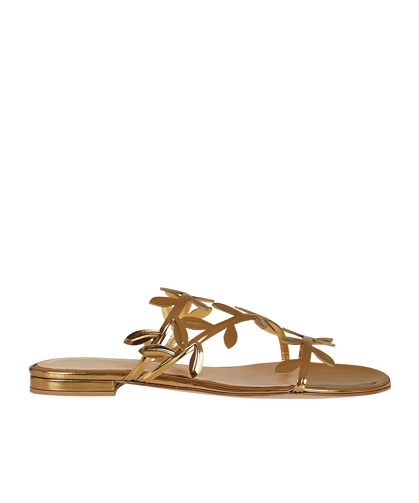 GIANVITO ROSSI Flavia Metallic Leather Sandals In Mekong Product Image