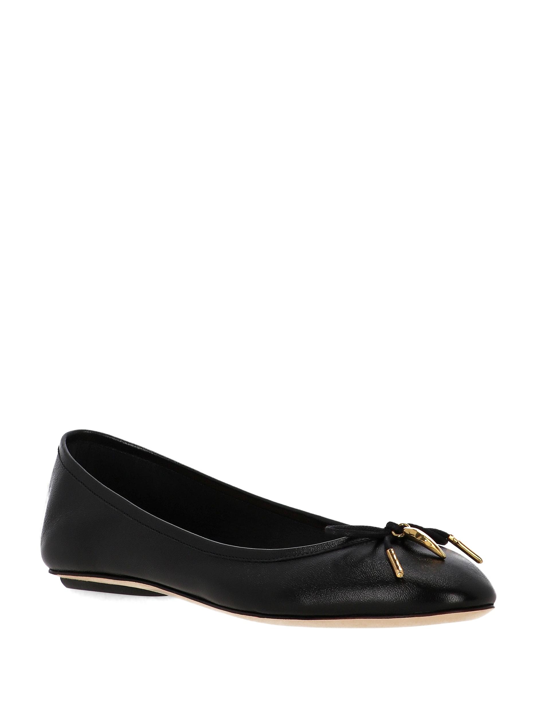 CHLOÉ Bow Detail Round Toe Flat Sole Ballerina Shoes In Black Product Image