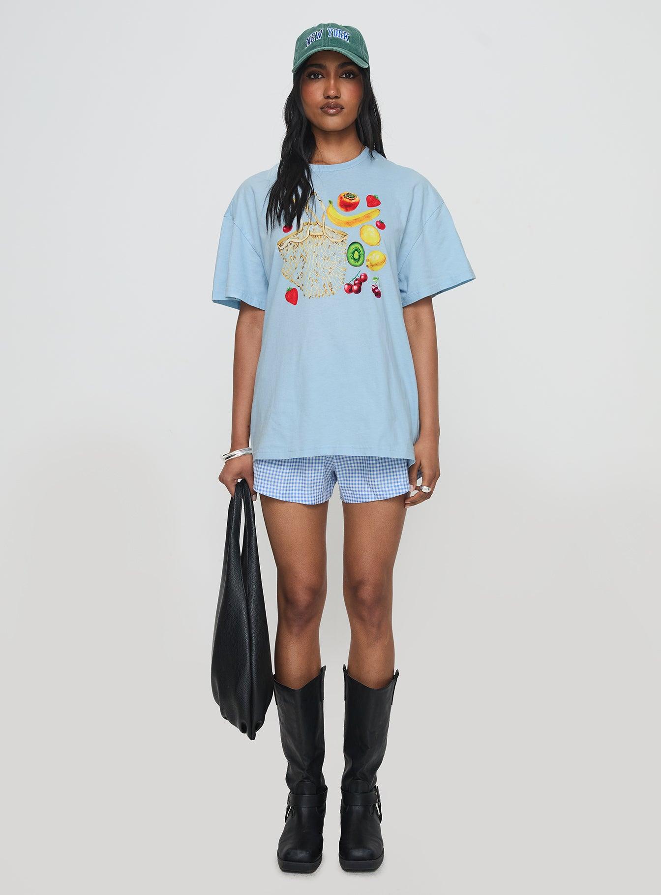 Grocery Run Oversized Graphic Tee Blue Product Image