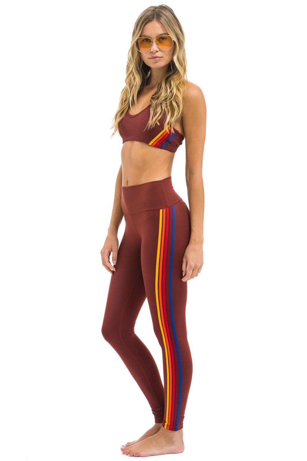 FULL LENGTH HI-RISE 5 STRIPE LEGGINGS - BRICK Female Product Image