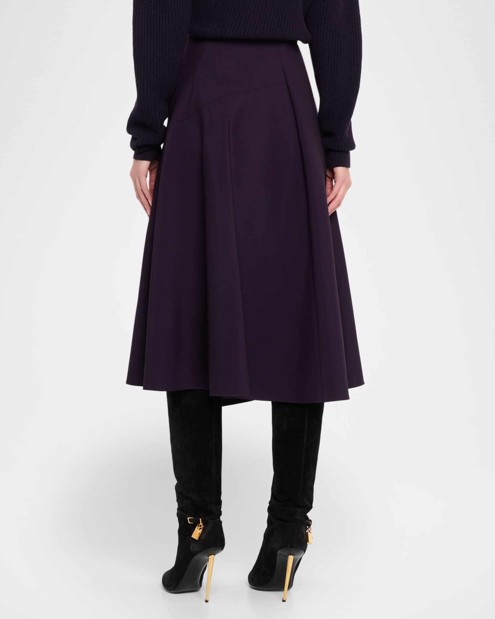 Draped  Wool Broadcloth Wrap Midi Skirt Product Image