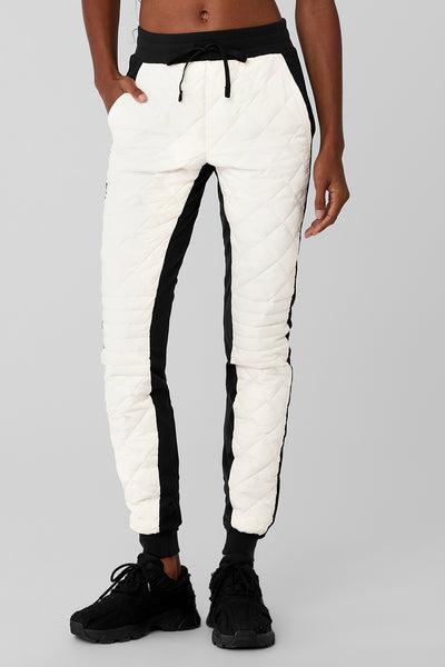 Airbrush Winter Warm High-Waist Moto Puffer Pant - Black/Ivory Product Image