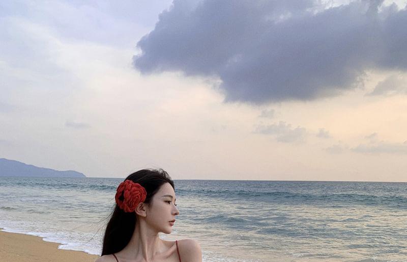 Spaghetti Strap Plain Open Back Maxi Sundress Product Image