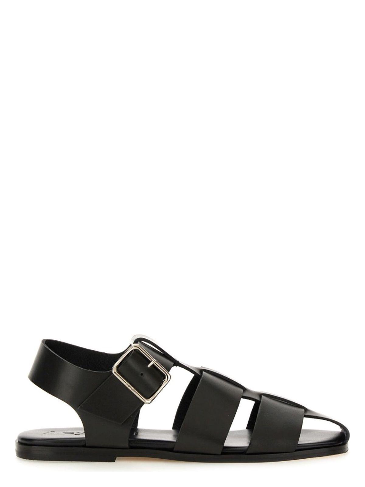 AEYDE 10mm Whit Leather Fisherman Sandals In Black Product Image