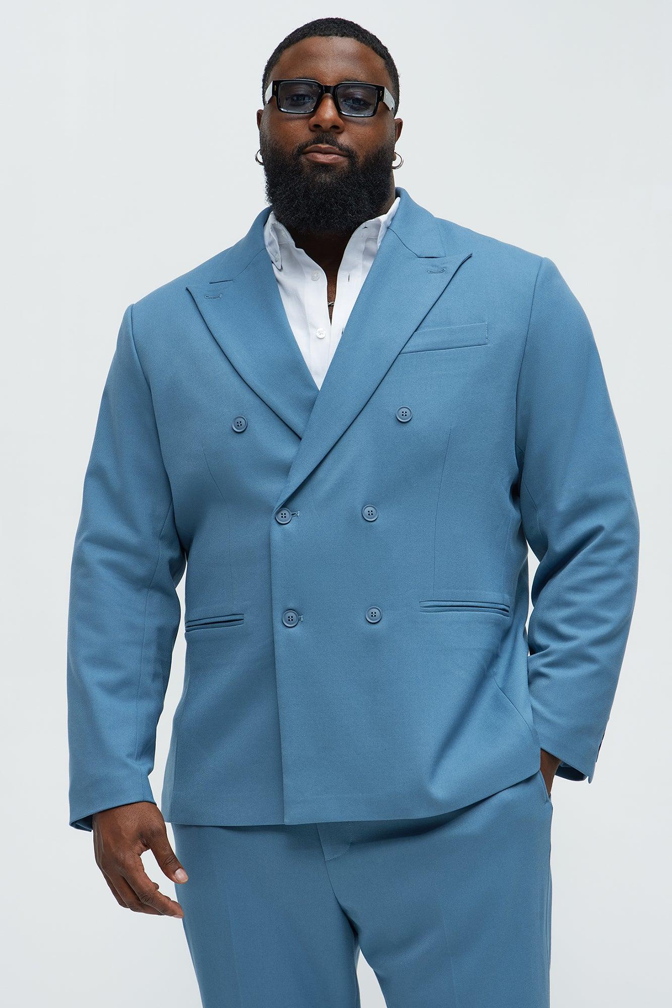 High Peak Lapel Suit Blazer - Slate Blue Product Image