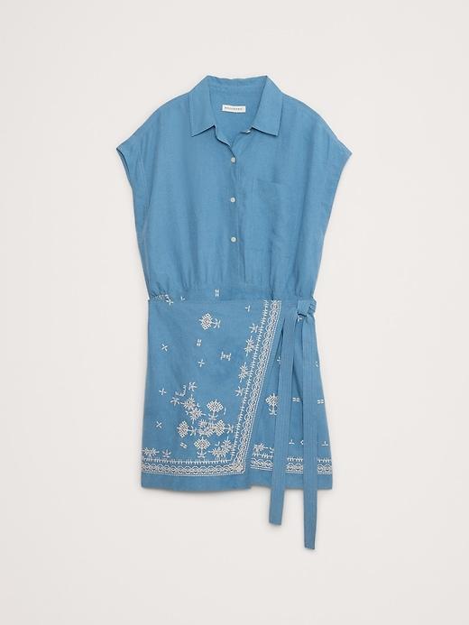 Embroidered TENCEL™-Linen Wrap Dress Product Image