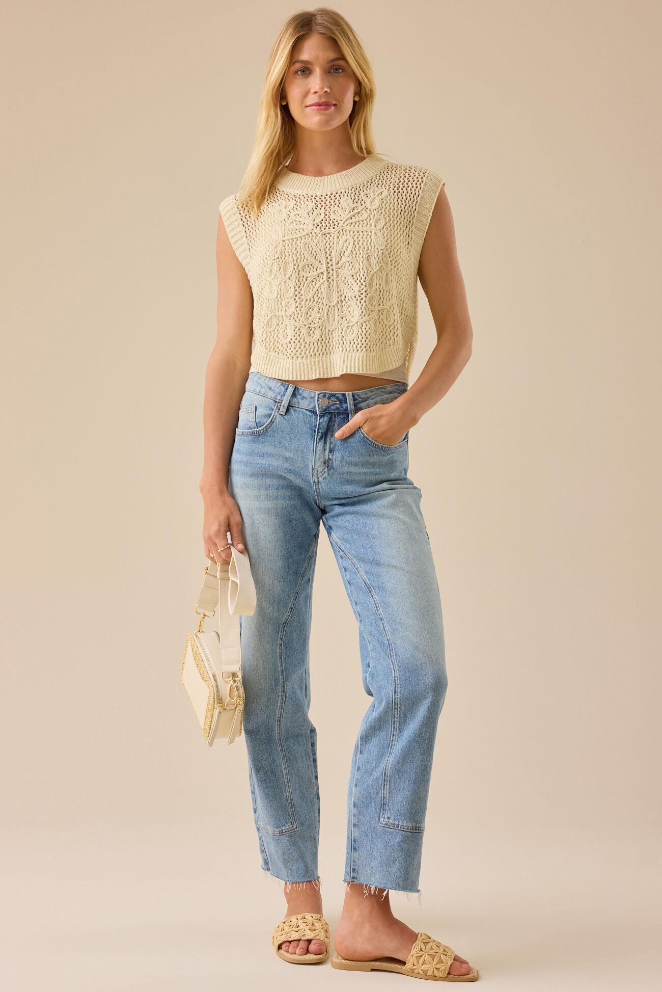 Emilia Embroidered Knit Vest Product Image