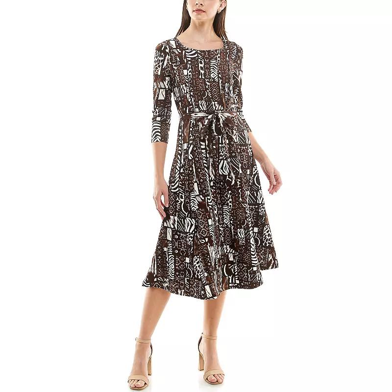 Women's Nina Leonard Sylvia Print Midi Dress,  Product Image