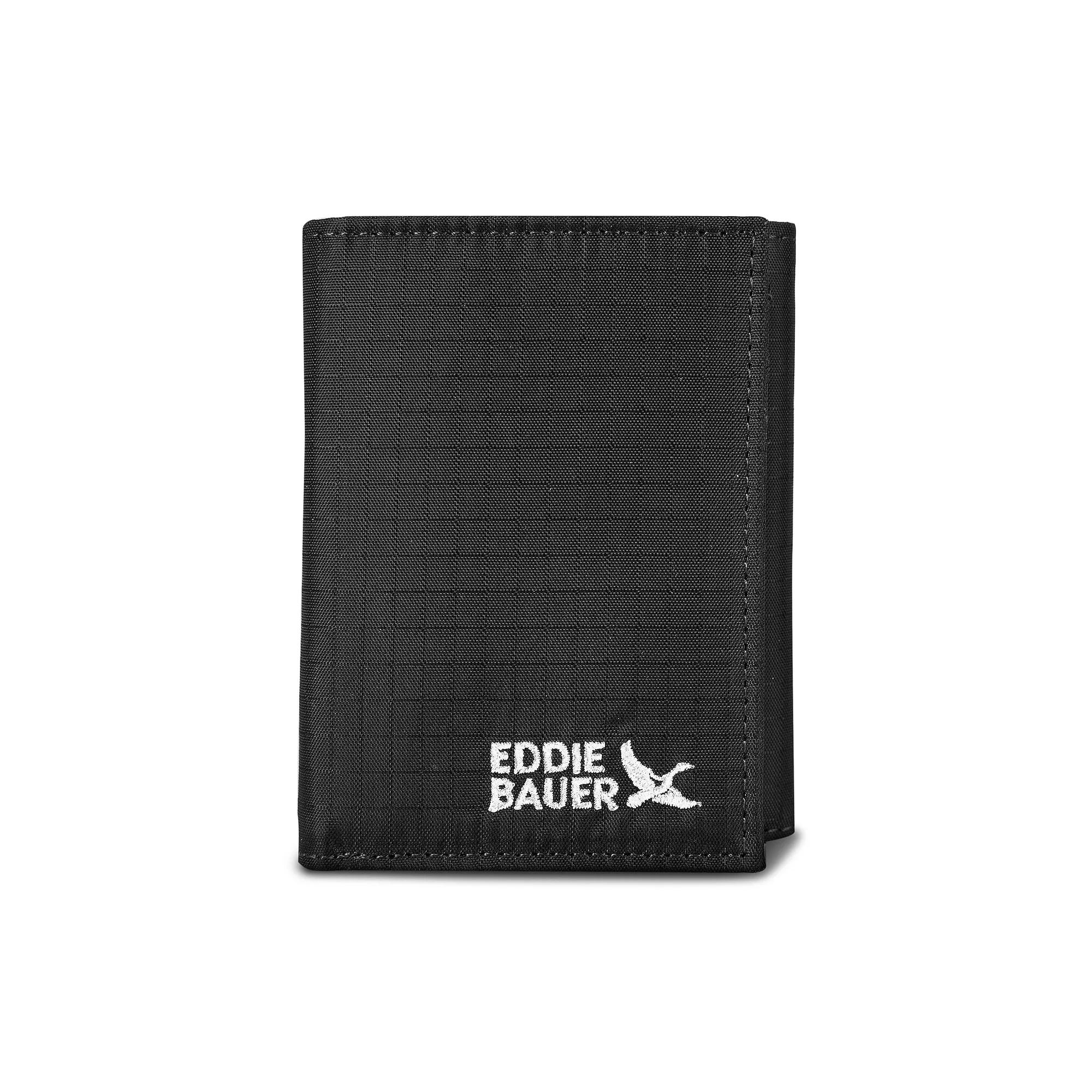 Men's Eddie Bauer Companion Ripstop Nylon Trifold RFID Wallet, Black Product Image
