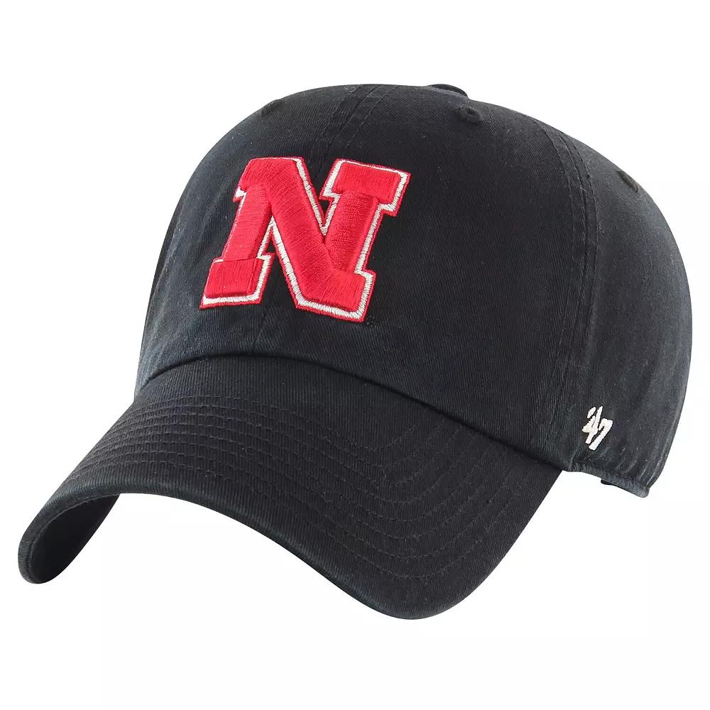 Men's '47 Black Nebraska Huskers Vintage Clean Up Adjustable Hat Product Image