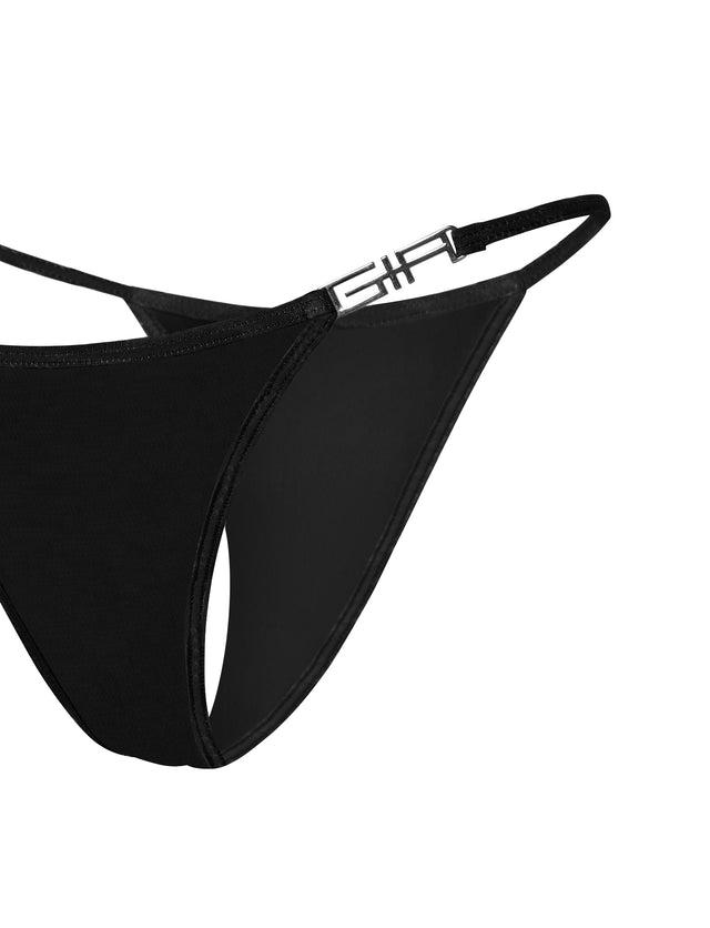 AVA G-STRING BIKINI BOTTOM - SOLID BLACK Product Image
