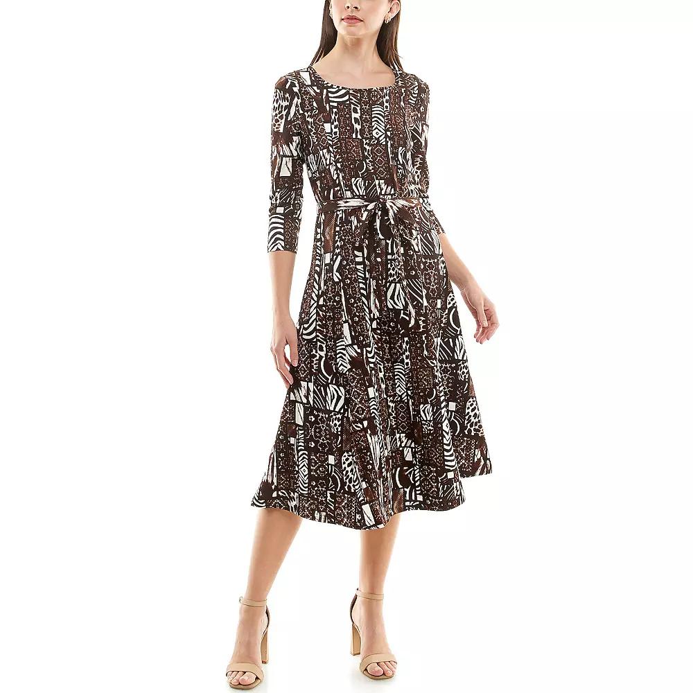Women's Nina Leonard Sylvia Print Midi Dress,  Product Image