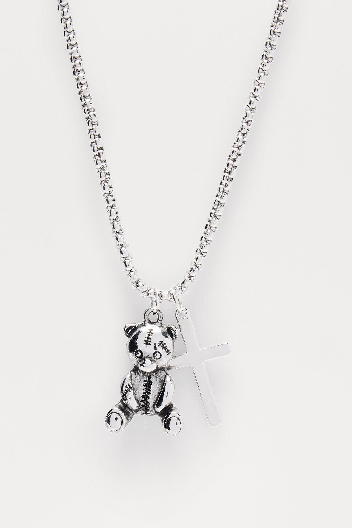 Faith And Fury Pendant Chain Necklace - Silver Male Product Image