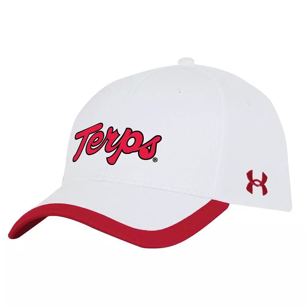 Men's Under Armour  White Maryland Terrapins Sideline Blitzing Accent Adjustable Hat Product Image