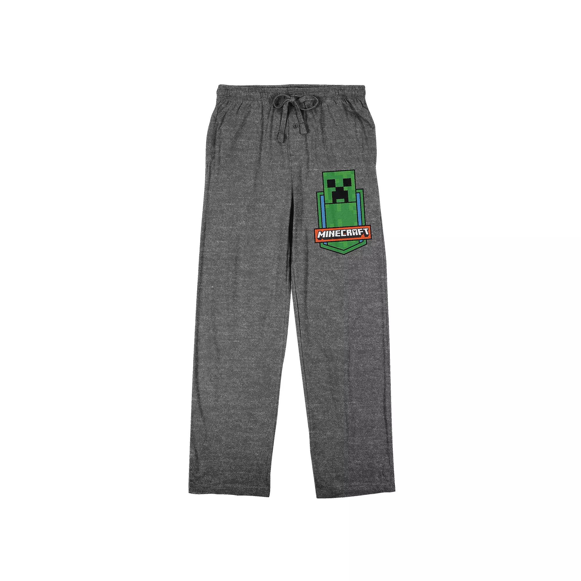 Men's Minecraft Creeper Badge Sleep Pants, Size: Small, Gray Product Image