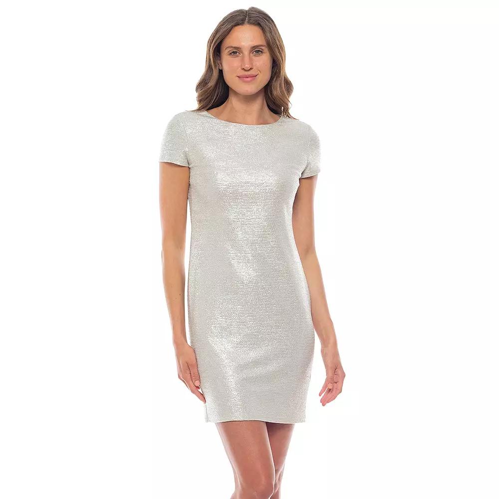 Women's Marina Stretch Brocade Mini Cocktail Dress, Size: Medium, Champange Product Image