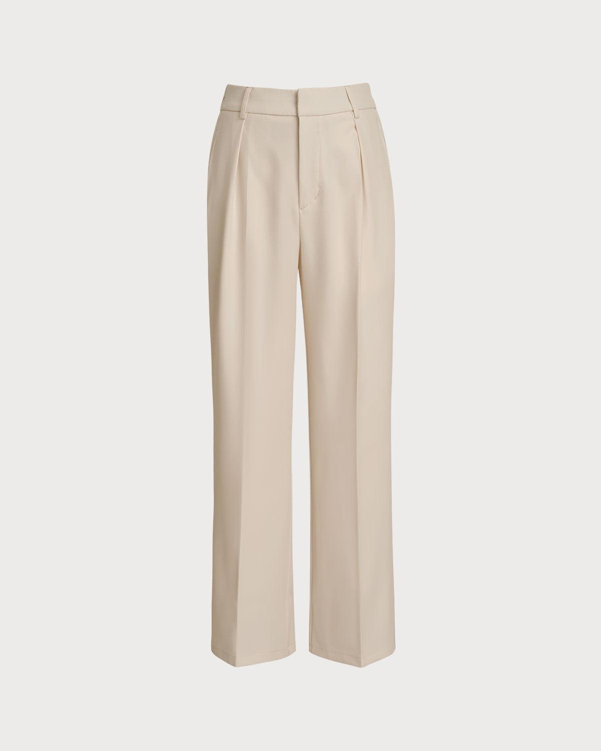 Apricot Elastic Waist Straight Pants Product Image