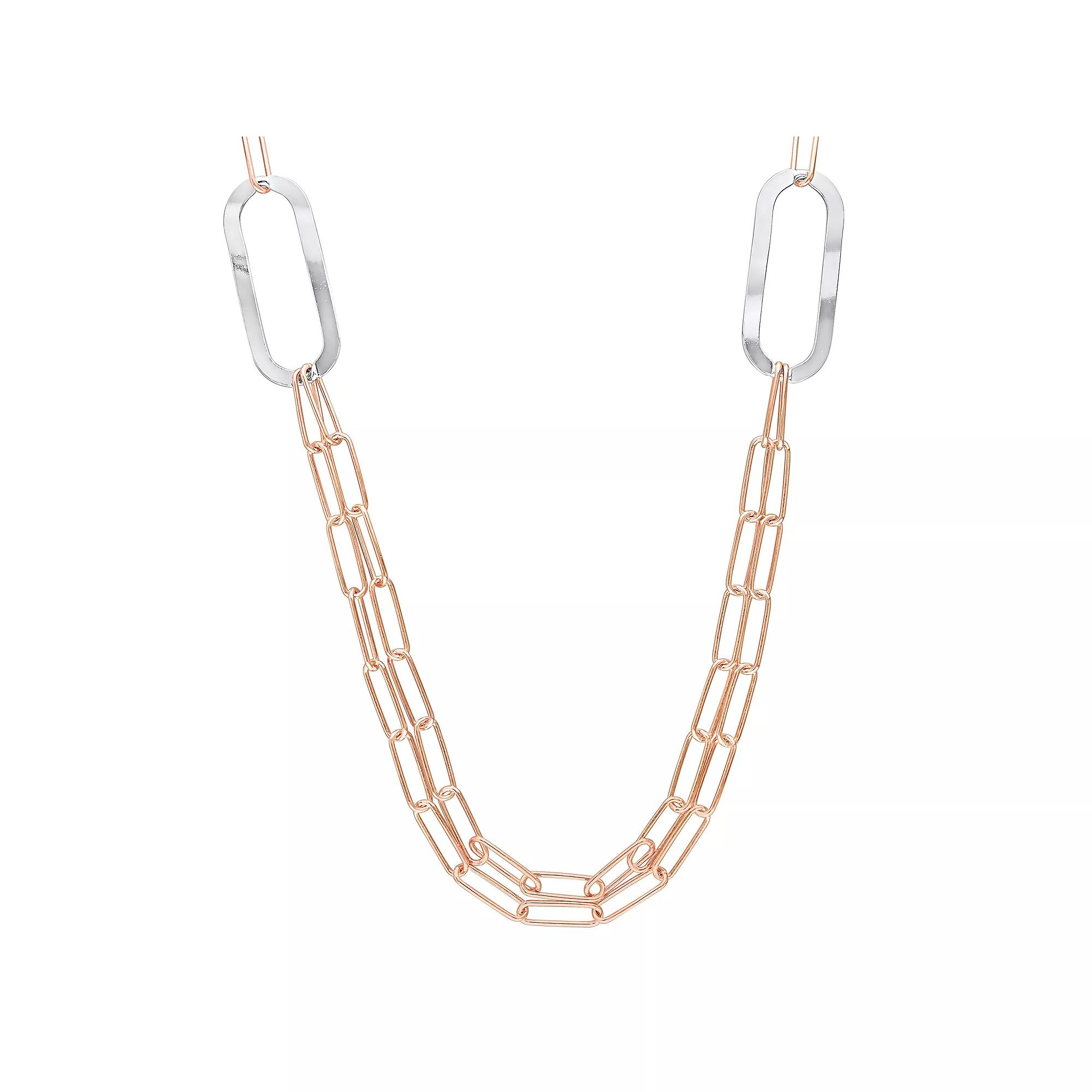 Stella Grace Sterling Silver Multistrand Oval Link Chain Necklace, Women's, Size: 36", 18k Rose Gold Sterling Product Image