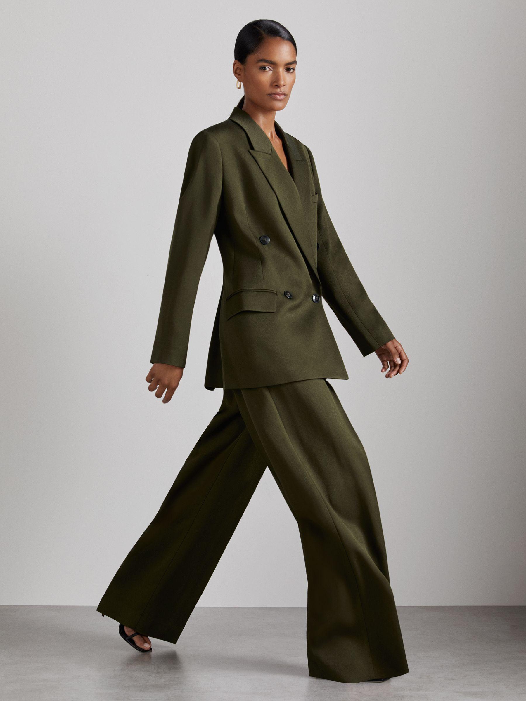 Atelier Double-Breasted Crepe Suit Jacket in Green Product Image