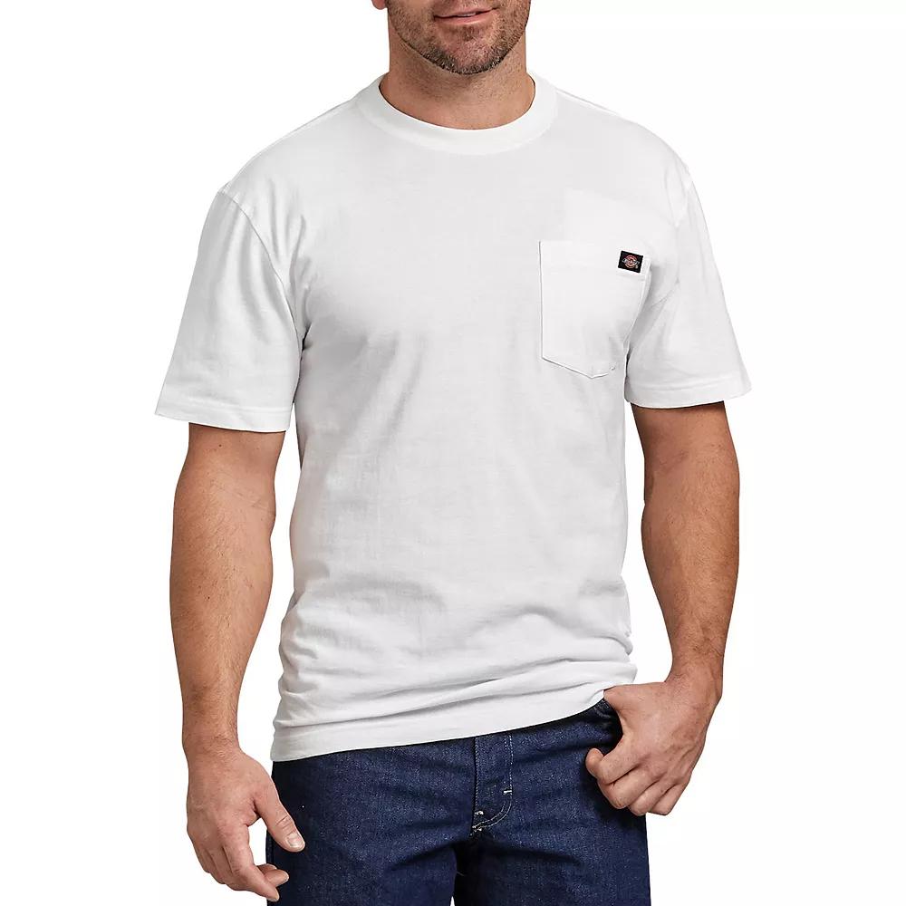 Dickies Men's Short Sleeve Relaxed Fit Pocket T-Shirt - White L: Heavyweight Cotton Crew, Jersey Pullover Product Image