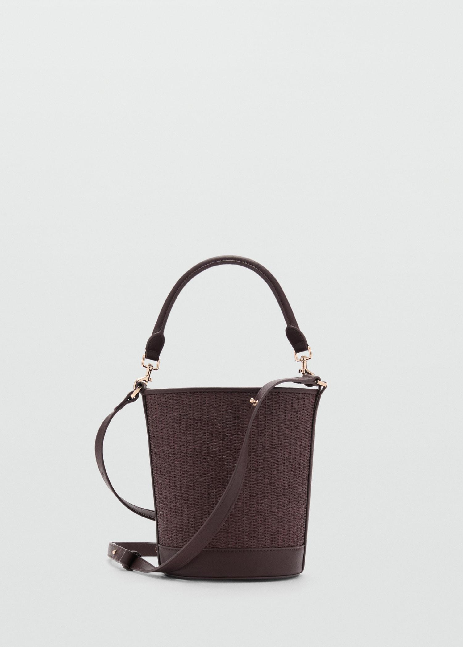Small raffia bucket bag - Women | MANGO USA Product Image