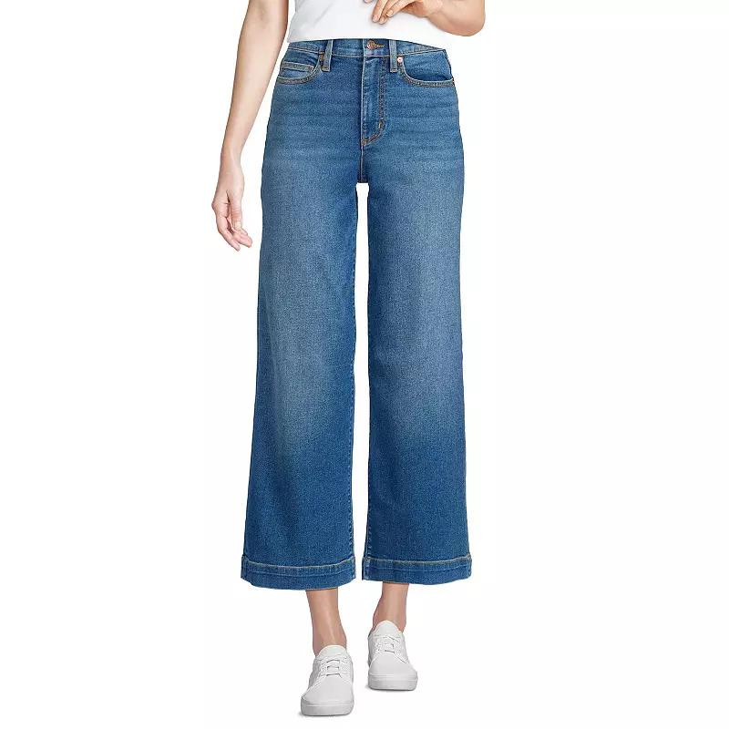 Women's Lands' End Recover Denim High Rise Wide Leg Crop Jeans,  Product Image