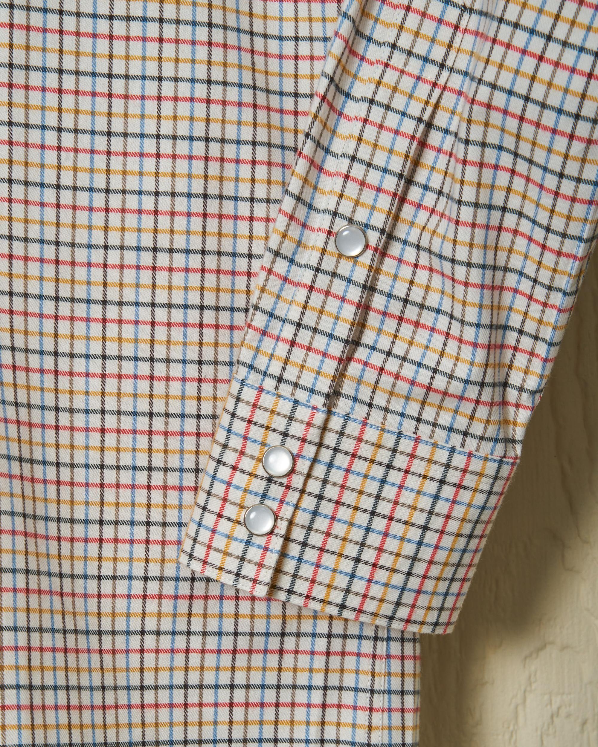 Western Sea-Washed Shirt in Cream Ground Mustard Tattersall Product Image