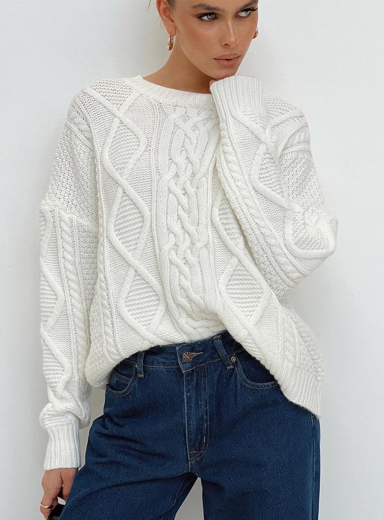 Canlish Cable Sweater Cream Lower Impact Product Image