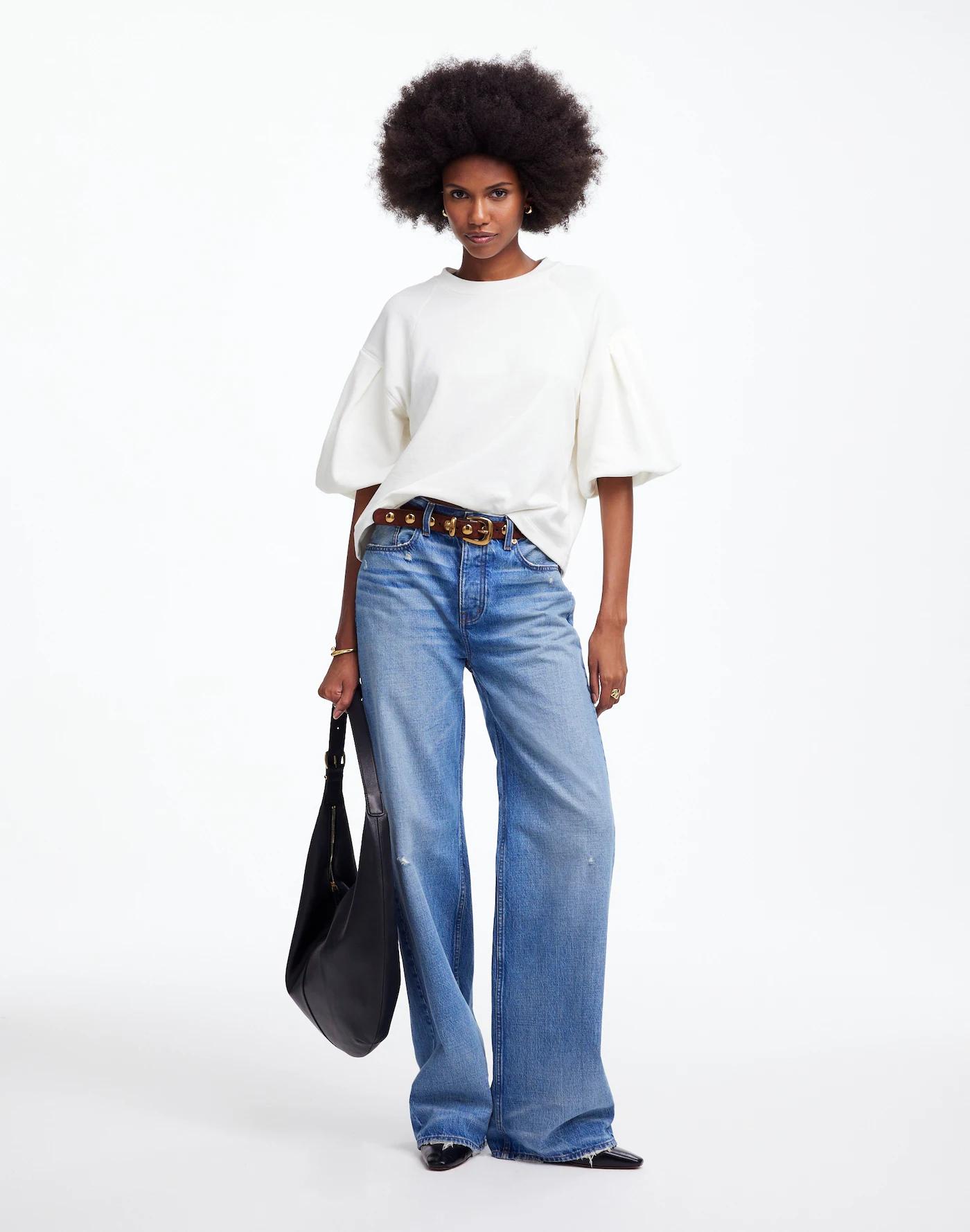 Puff-Sleeve Sweatshirt Tee Product Image