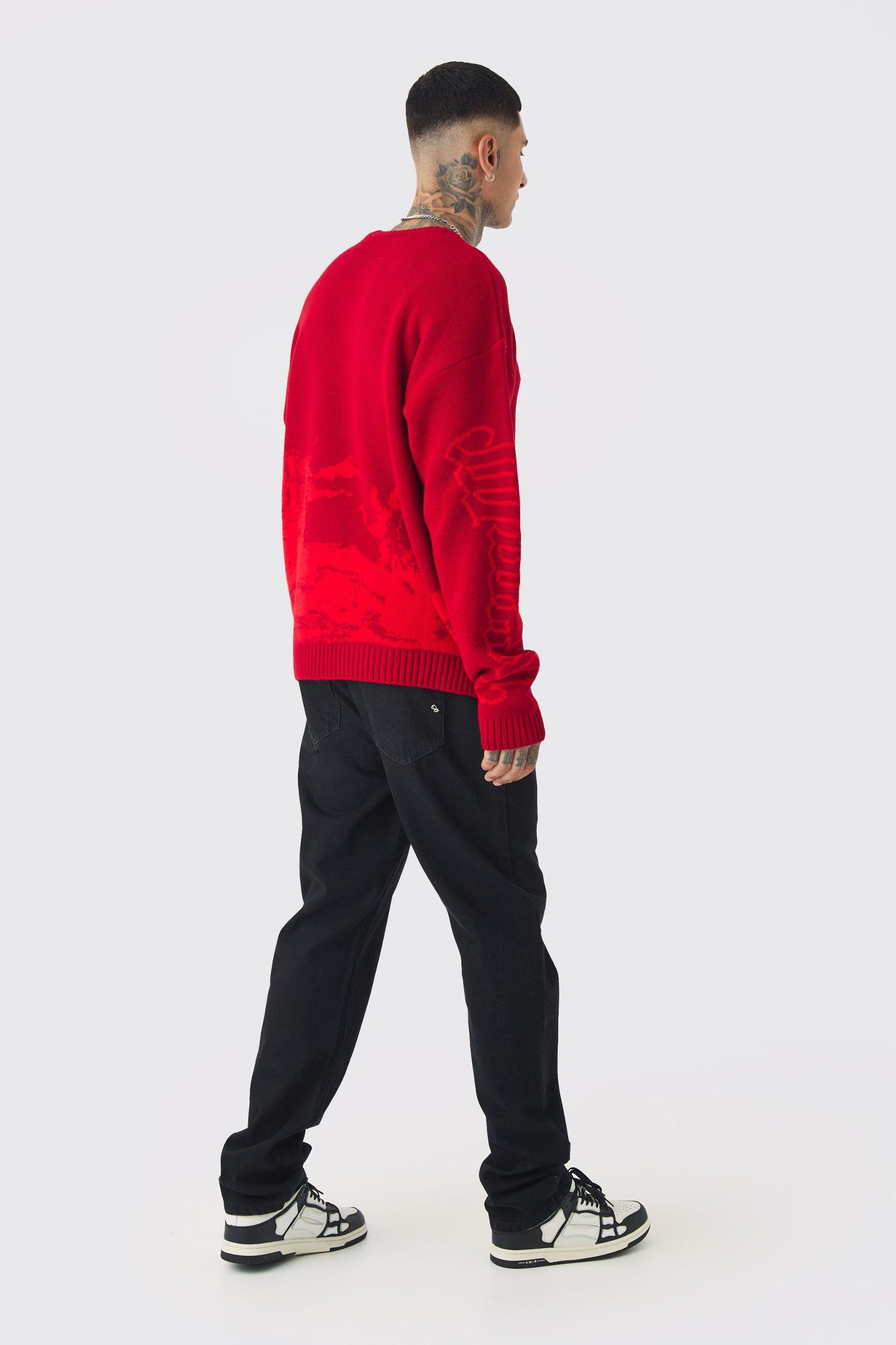 Tall Gothic Cross Oversized Knitted Sweat | boohooMAN USA Product Image