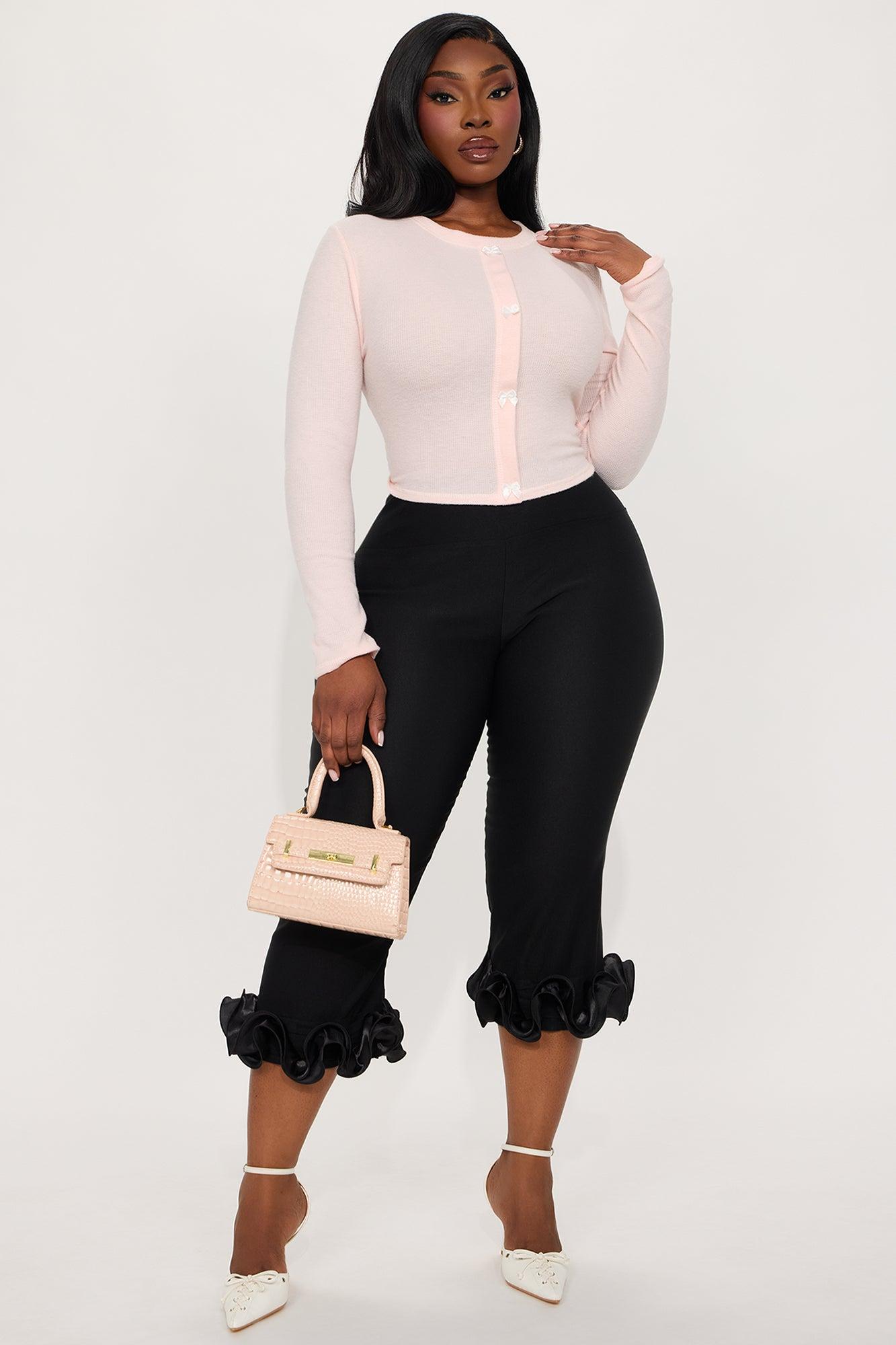 Perfect Tie Ribbed Top Long Sleeve Top - Blush Product Image